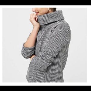 J Crew Herringbone Funnel Neck Sweater Small